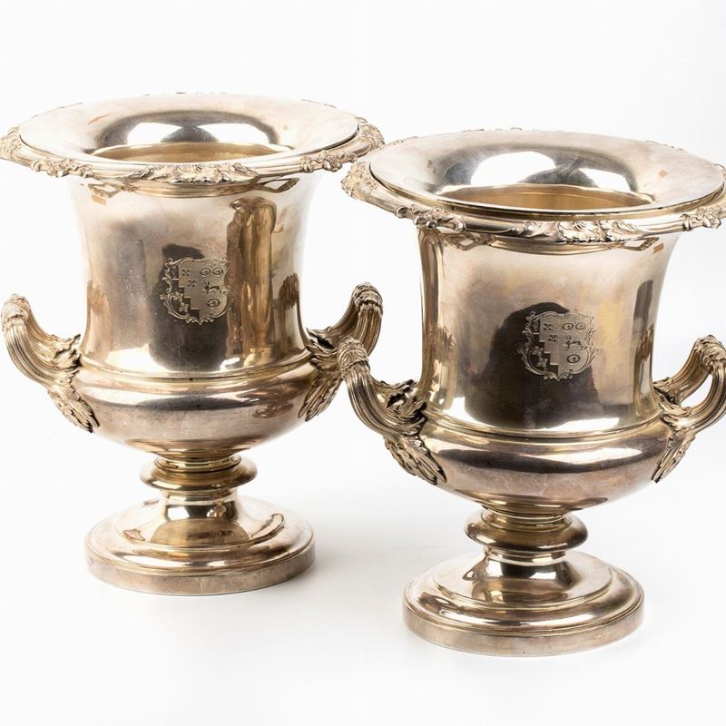 Coppia di Porta Champagne Inglesi in Argento - Londra 1833, Argentieri Edward, Edward Junior, Joh...