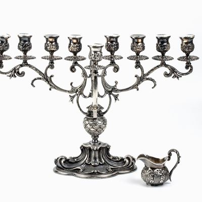 Hanukkiah Italiano in Argento - Argentiere Mario Valle' Milano, Rivenditore Fornari Roma