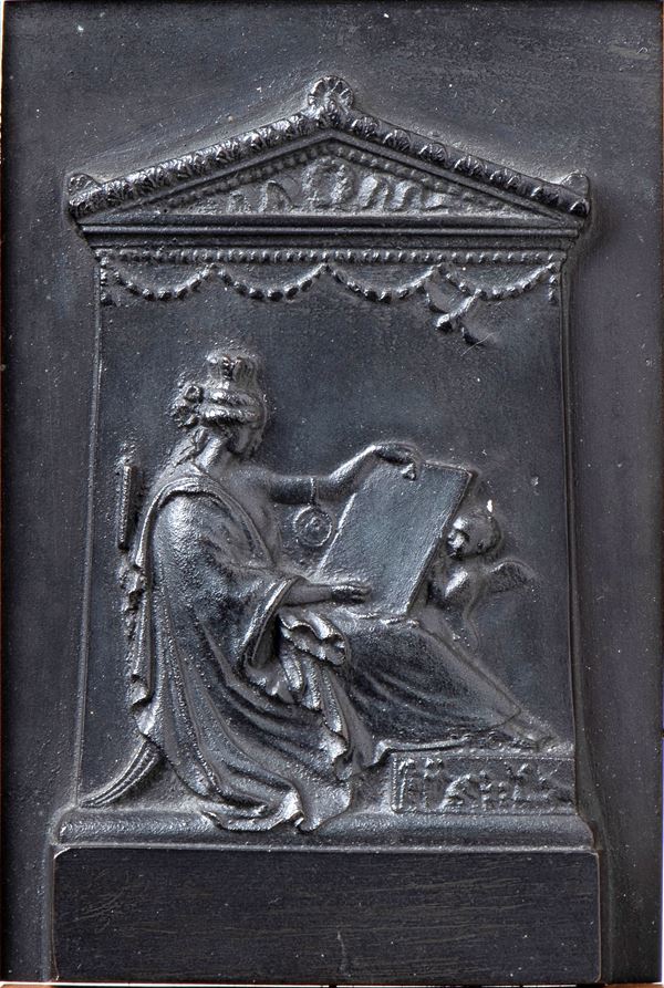 Funerary stele with a woman writing 