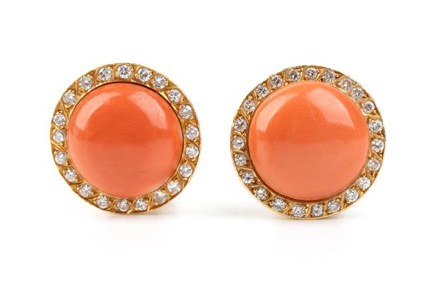 Cerasuolo coral diamond yellow gold earrings