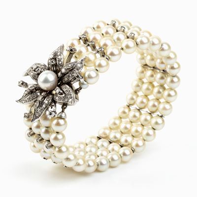 Scortecci: Bracciale di Perle con Diamanti
