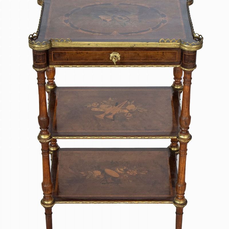 Etargere Napoleone III in Radica di Tuia ed Ebano Viola - XIX Secolo