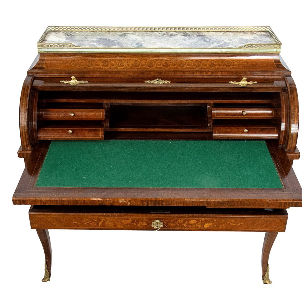 Bureau a Cilindro - Francia, Grenoble, Inizio XX Secolo, Firmata Jh Bugey