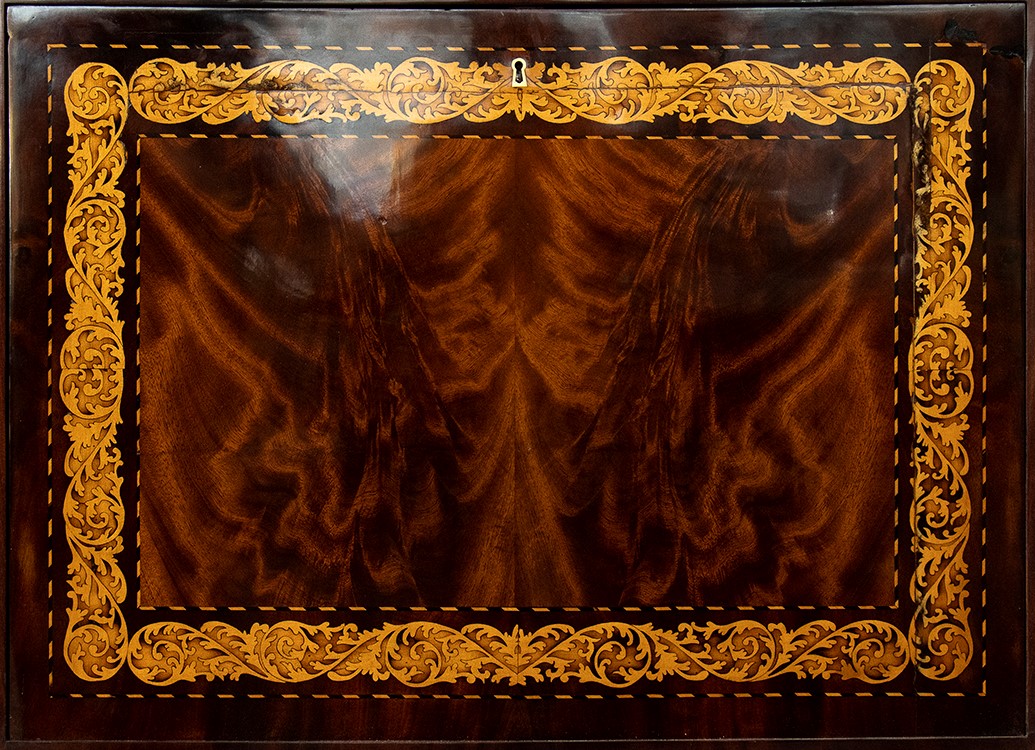 Secretaire Carlo X in Mogano Intarsiato - Olanda, XIX Secolo