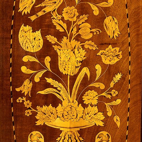 Secretaire Carlo X in Mogano Intarsiato - Olanda, XIX Secolo