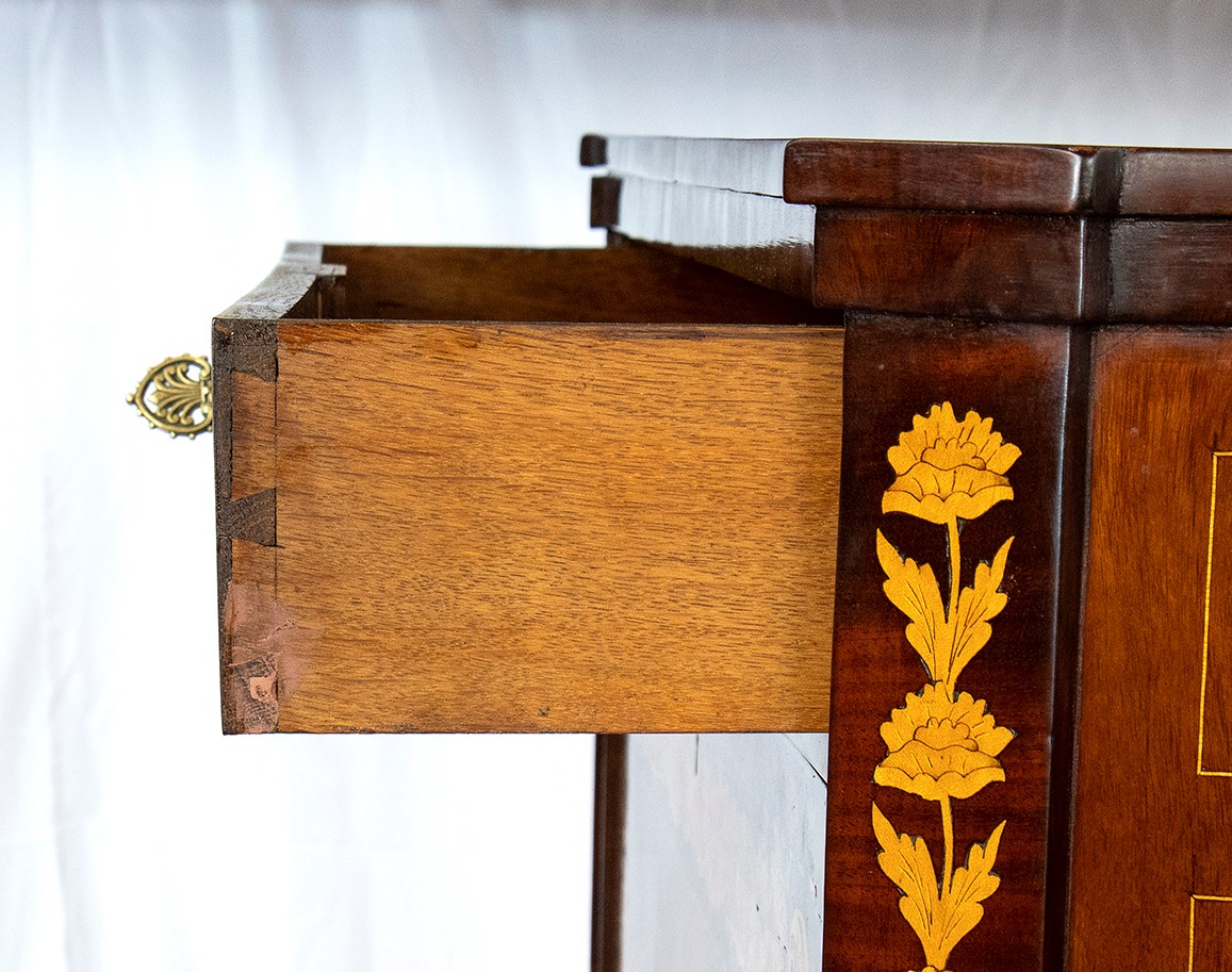 Secretaire Carlo X in Mogano Intarsiato - Olanda, XIX Secolo