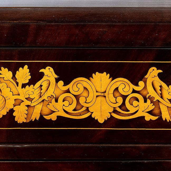 Secretaire Carlo X in Mogano Intarsiato - Olanda, XIX Secolo