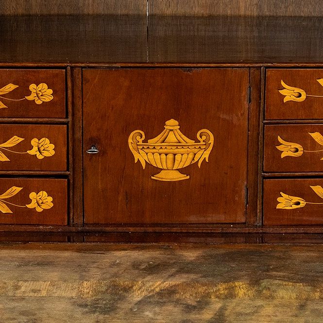 Secretaire Carlo X in Mogano Intarsiato - Olanda, XIX Secolo