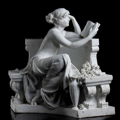 Statua in Biscuit - Francia, XIX Secolo, Firmata Louis Carier Belleuse (1848-1913)