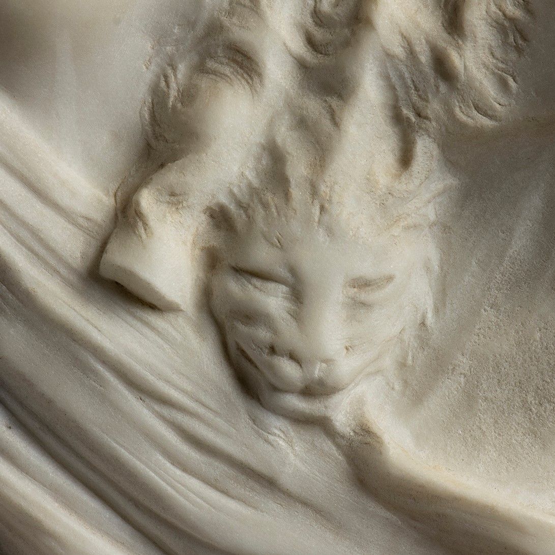 Scultura in Marmo Statuario e Portoro Raffigurante Pan e Selene - Italia, XIX Secolo