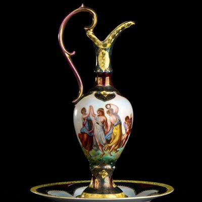 Versatoio Neoclassico con Piatto in Porcellana - Vienna, 1880 Circa