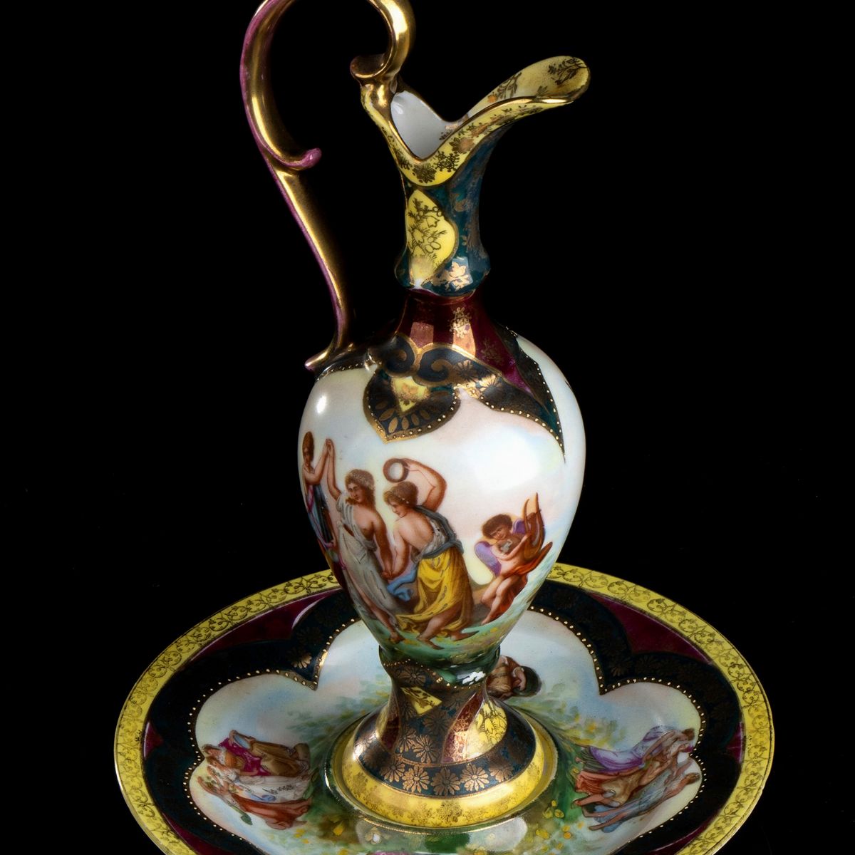 Versatoio Neoclassico con Piatto in Porcellana - Vienna, 1880 Circa