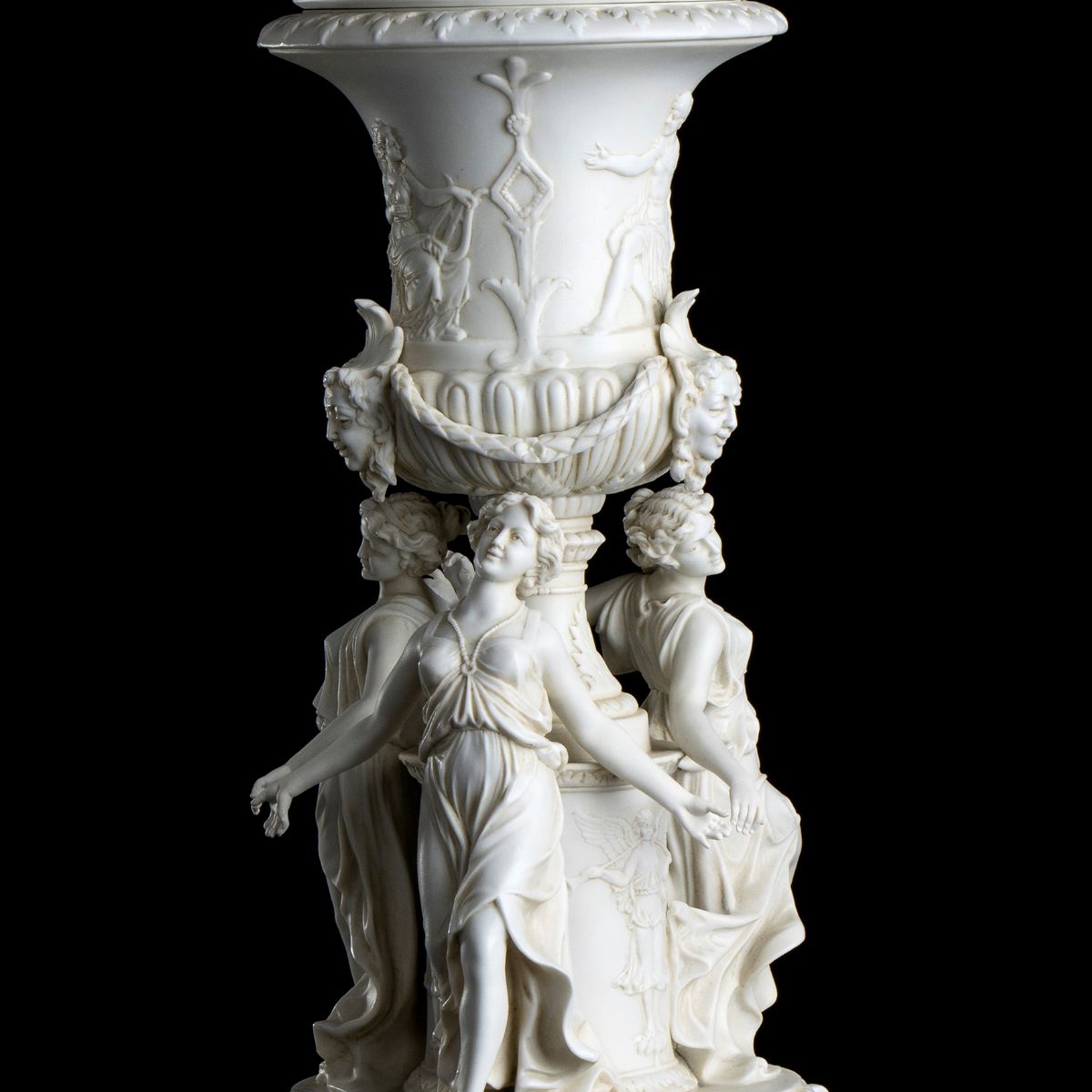 Coppia di Coppe con Coperchio Napoleone III in Porcellana Biscuit - Francia, XIX Secolo