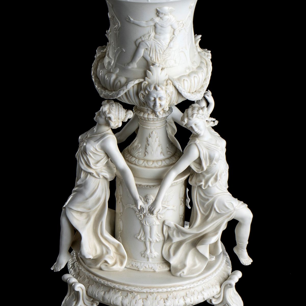 Coppia di Coppe con Coperchio Napoleone III in Porcellana Biscuit - Francia, XIX Secolo