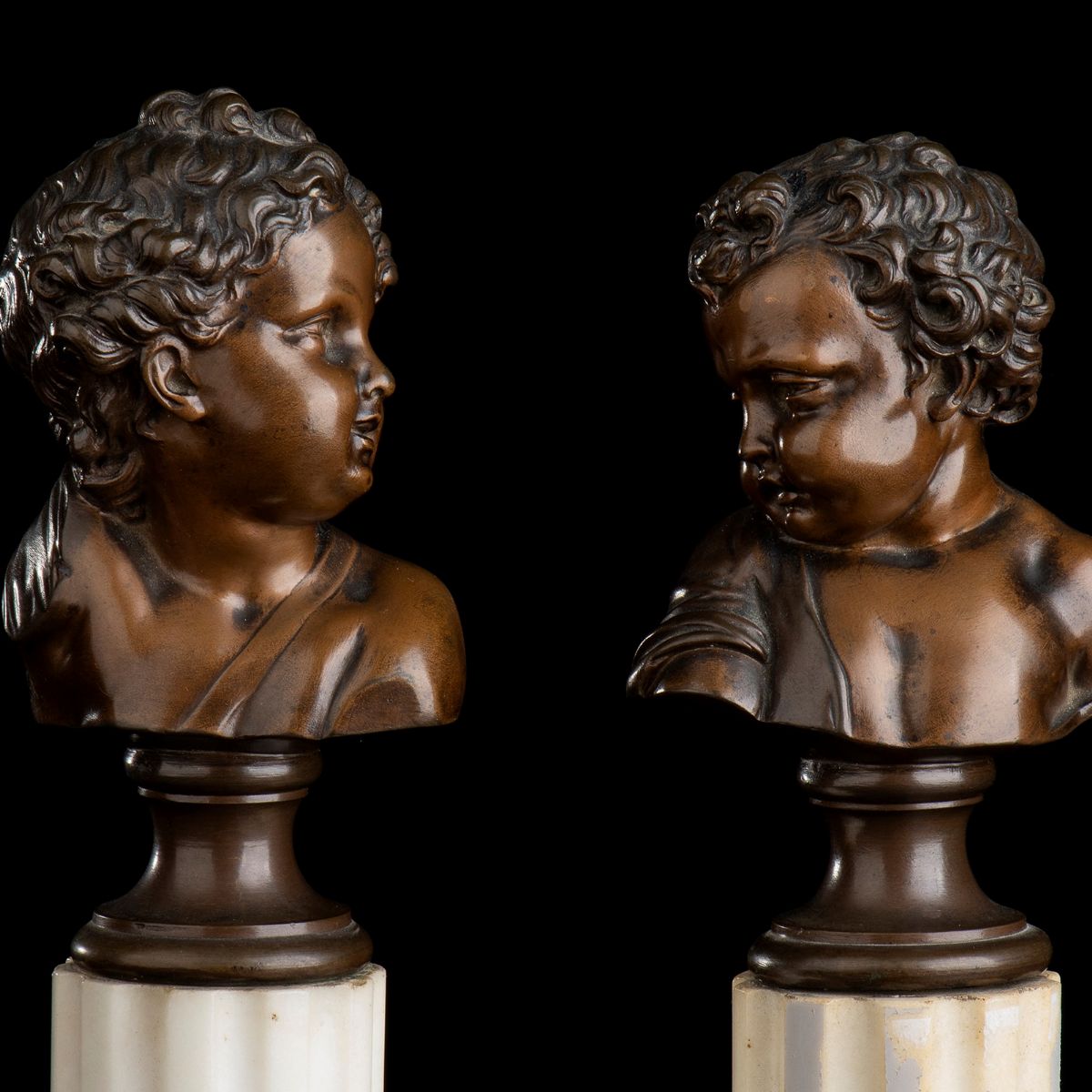 Coppia di Busti in Bronzo, Francia, XIX Secolo