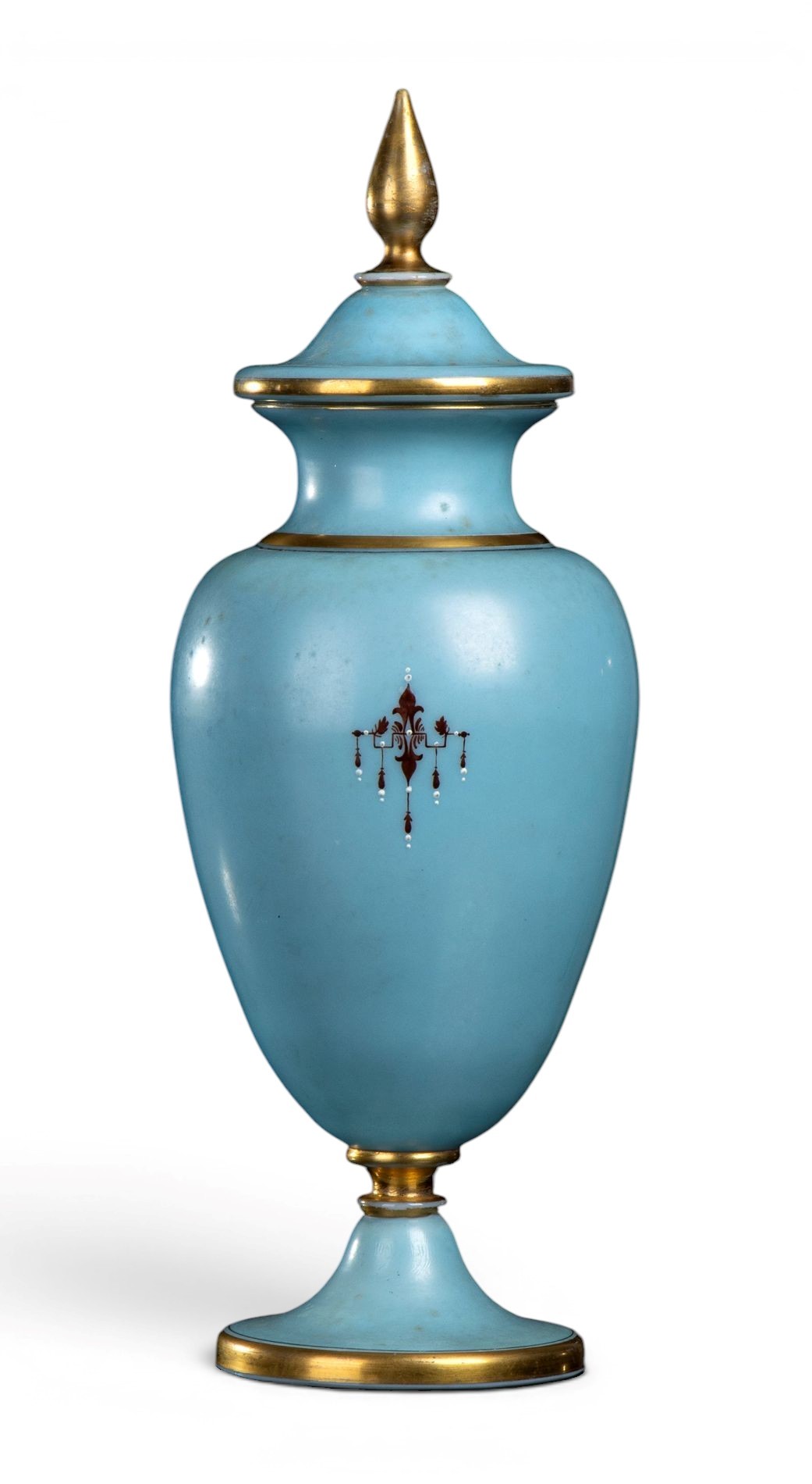 Vaso vittoriano in opalina, Inghilterra (Bristol), 1860 circa