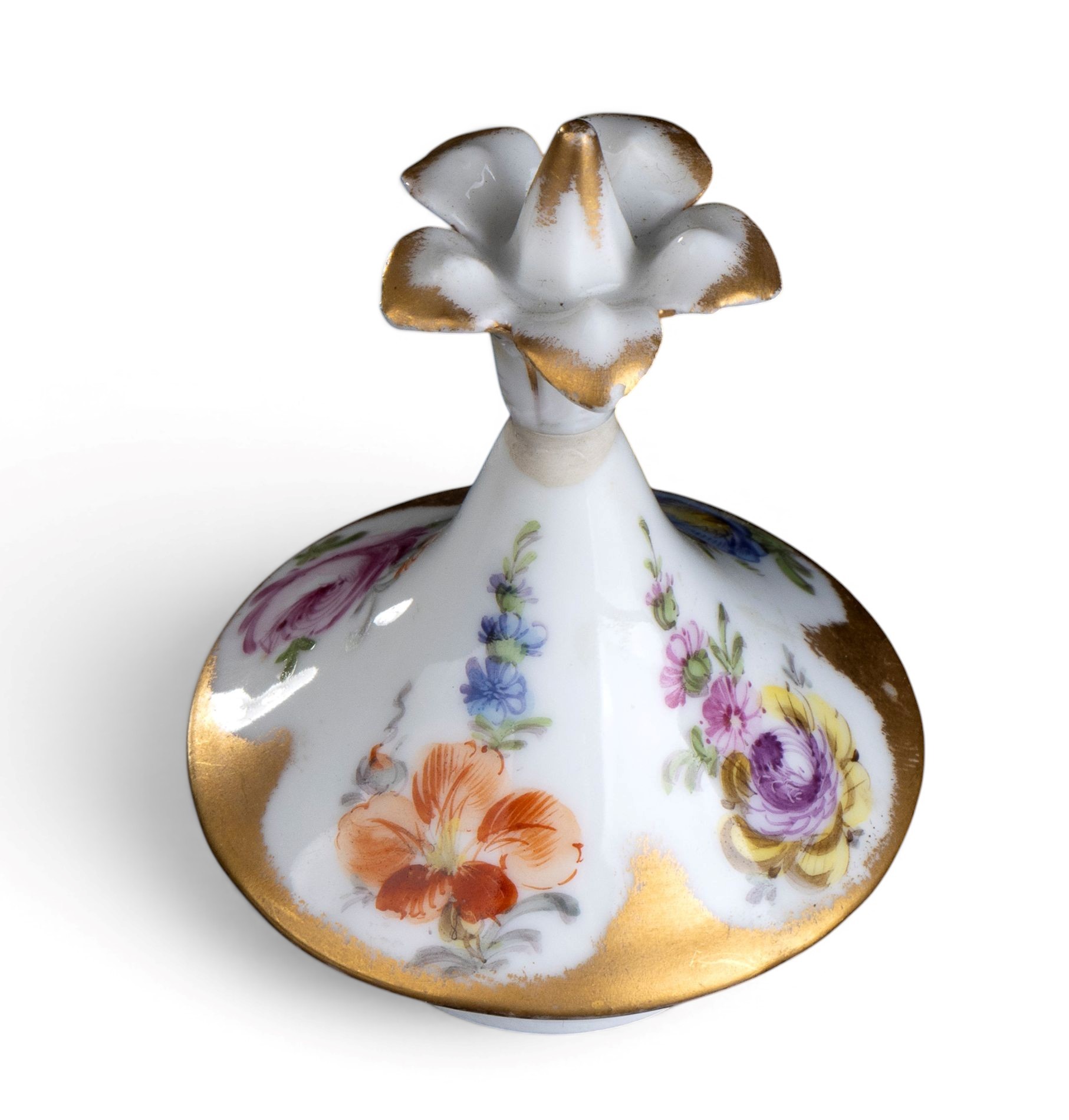 Vaso biansato con coperchio, porcellana di Dresda policroma