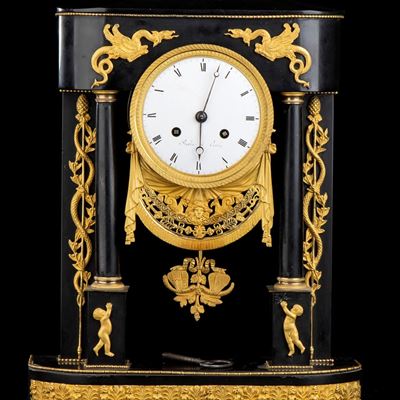 Orologio D’appoggio in Marmo Nero del Belgio - Francia, Parigi 1815 Circa, Firmato Jean-joseph Ro...