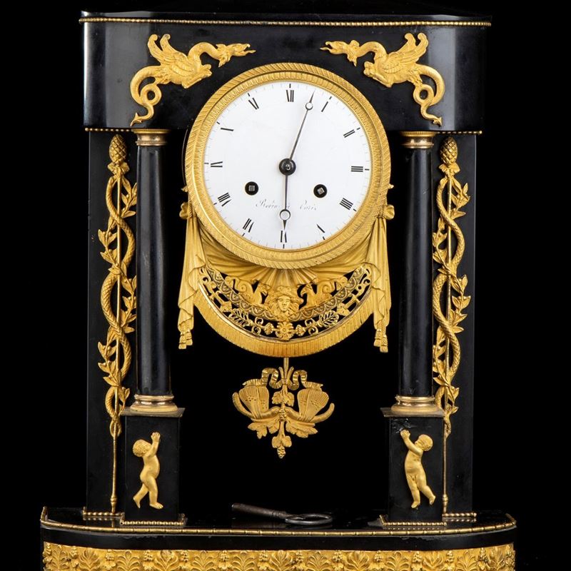 Orologio D’appoggio in Marmo Nero del Belgio - Francia, Parigi 1815 Circa, Firmato Jean-joseph Ro...