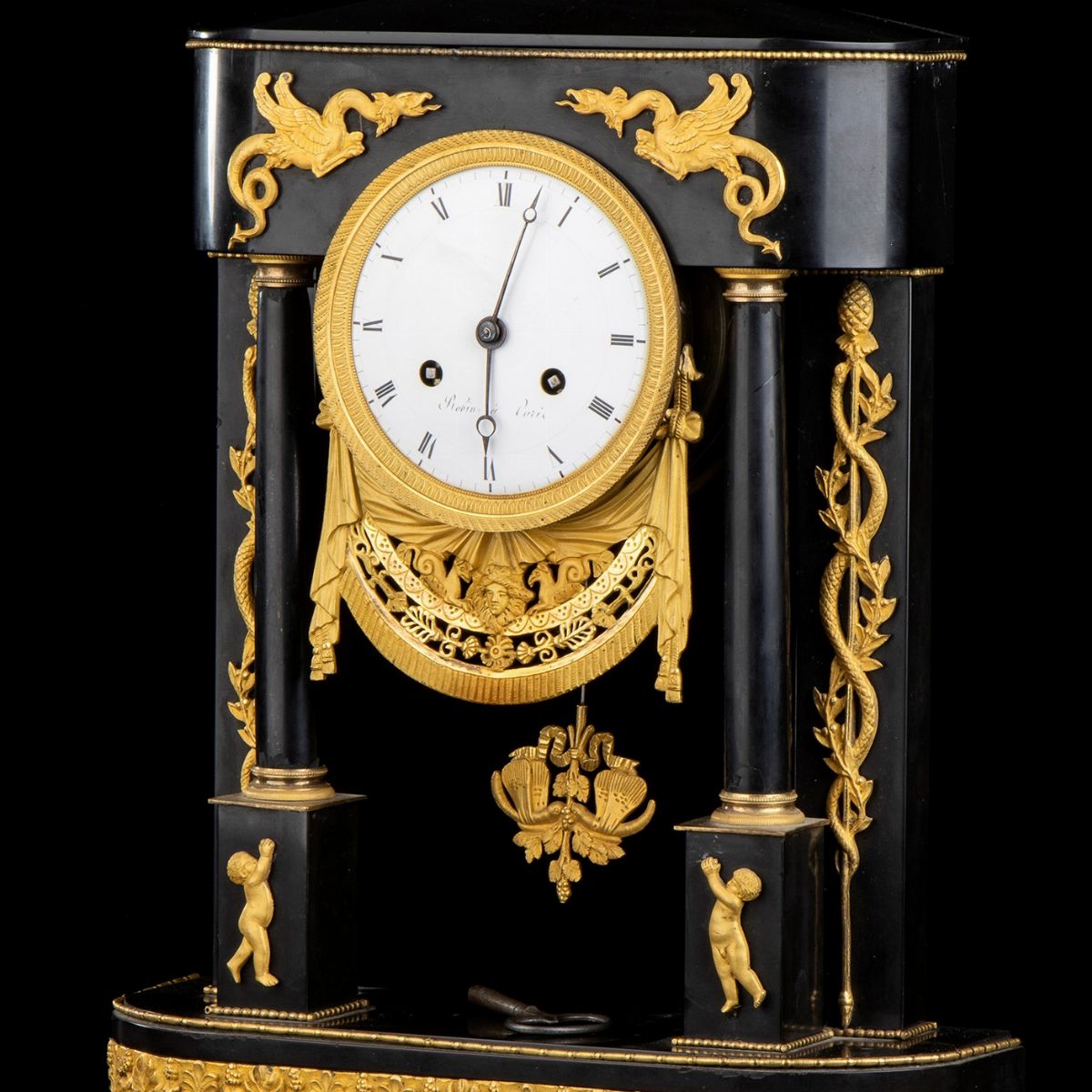 Orologio D’appoggio in Marmo Nero del Belgio - Francia, Parigi 1815 Circa, Firmato Jean-joseph Ro...