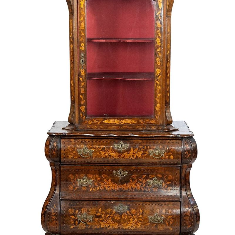 Vetrina con Cassettiera Intarsiata - Olanda, XVIII Secolo