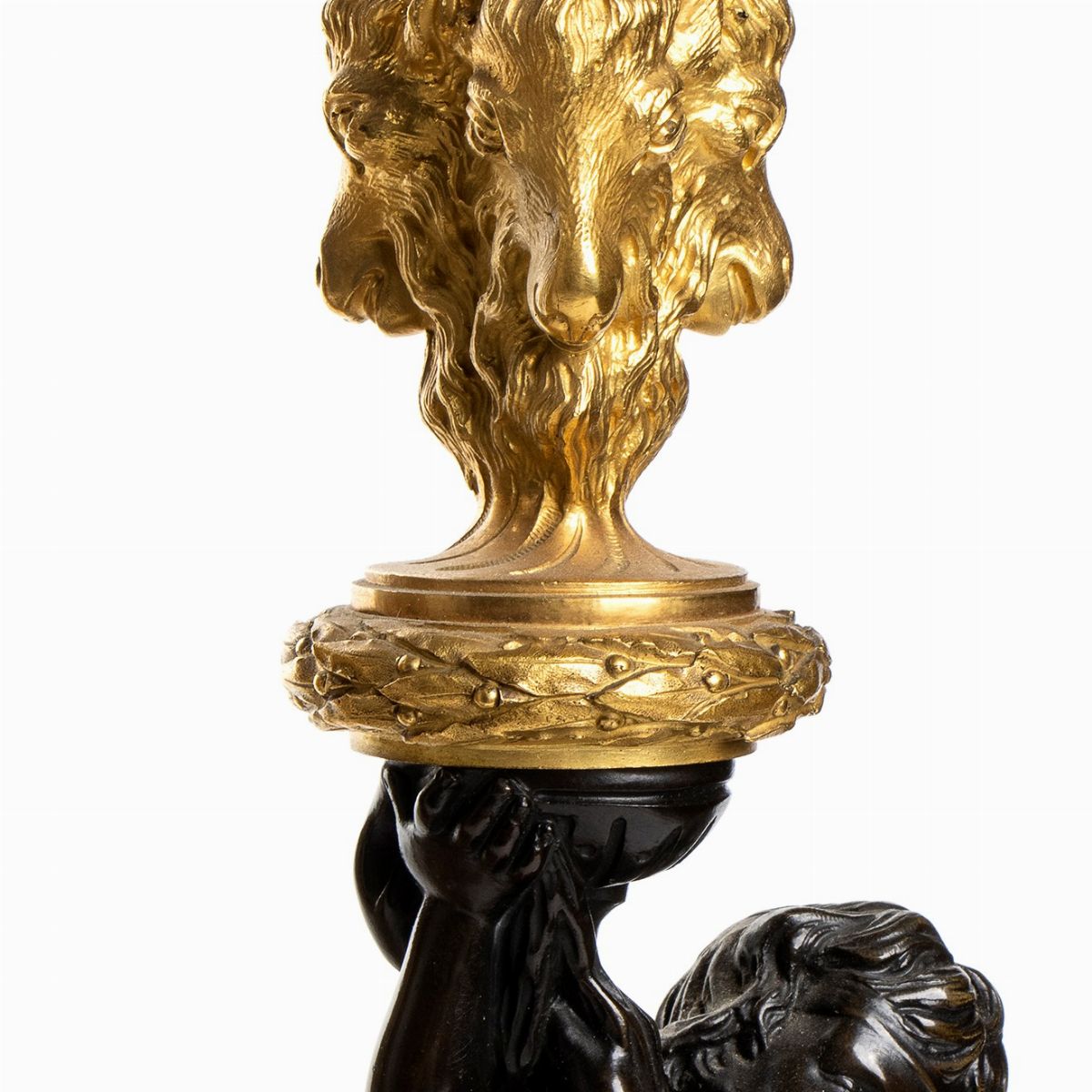 H. Journet & Cie - Trittico francese, orologio e coppia di candelabri in bronzo dorato e marmo, P...