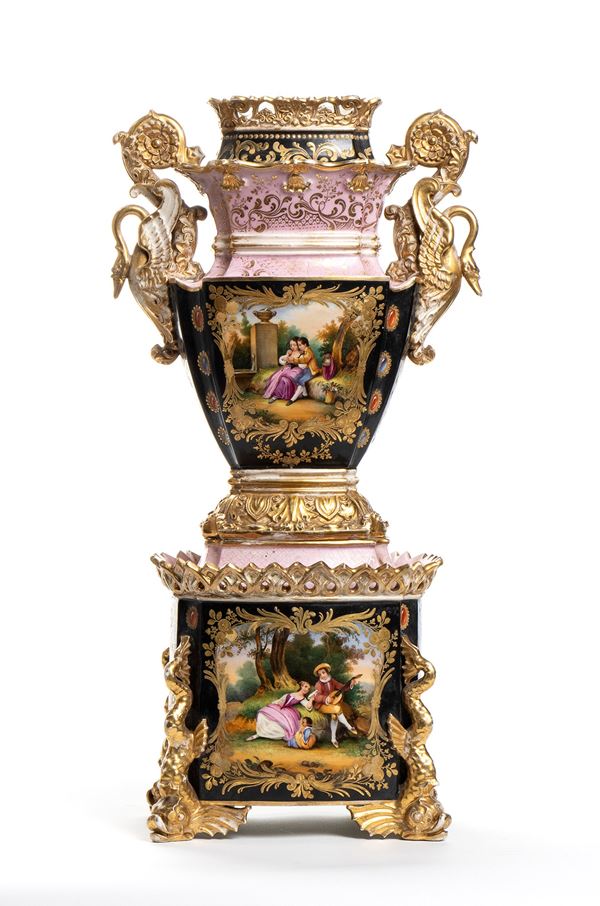 Porcelain vase - France, 19th century, signed JACOBE PETIT 