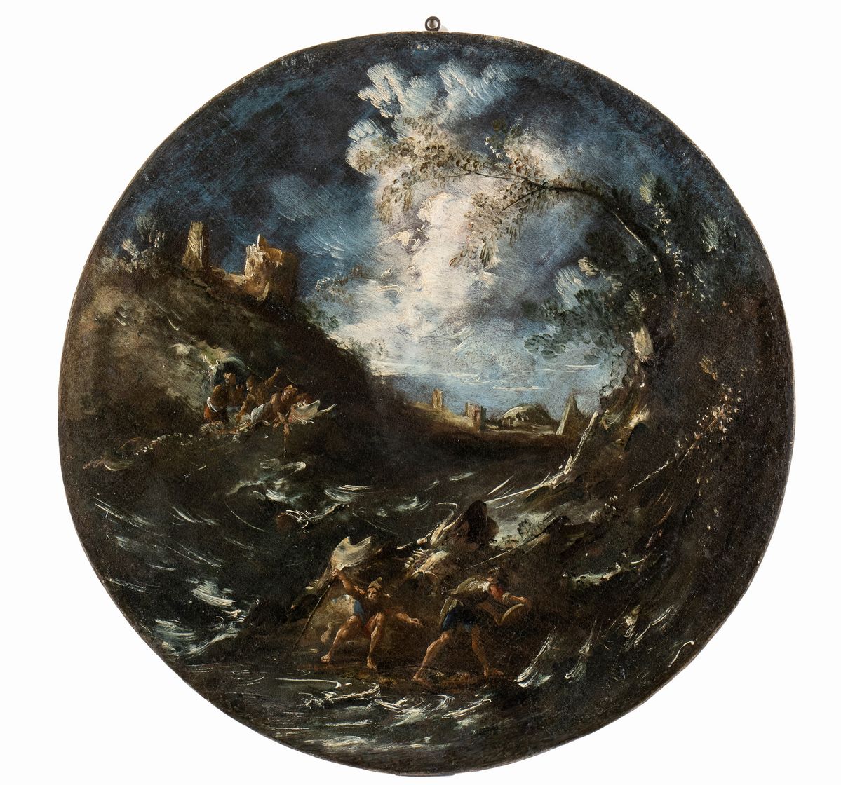 Antonio Francesco Peruzzini - Serie di Quattro Tondi Raffiguranti Paesaggi Fluviali con Figure ed...
