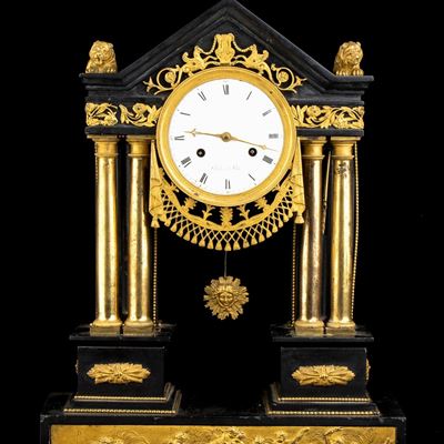 Orologio D’appoggio in Marmo e Bronzo - Francia, Parigi, XVIII Secolo, Firmato Greber