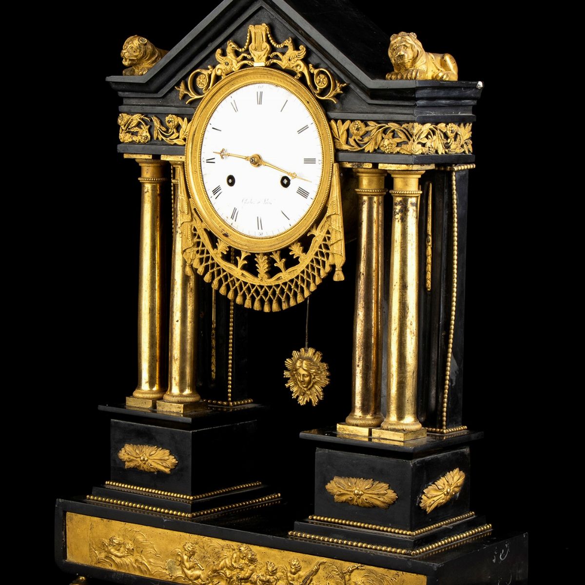 Orologio D’appoggio in Marmo e Bronzo - Francia, Parigi, XVIII Secolo, Firmato Greber