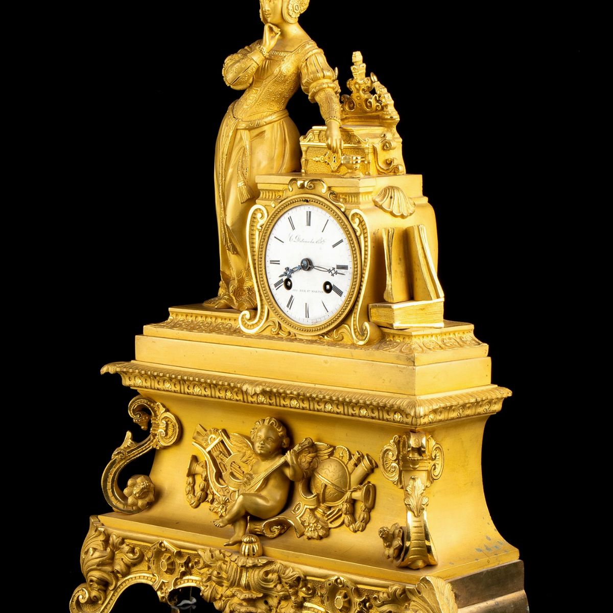 Orologio da Appoggio in Bronzo - Francia, Parigi XIX Secolo, Firmato Constantine Louise Detouche ...