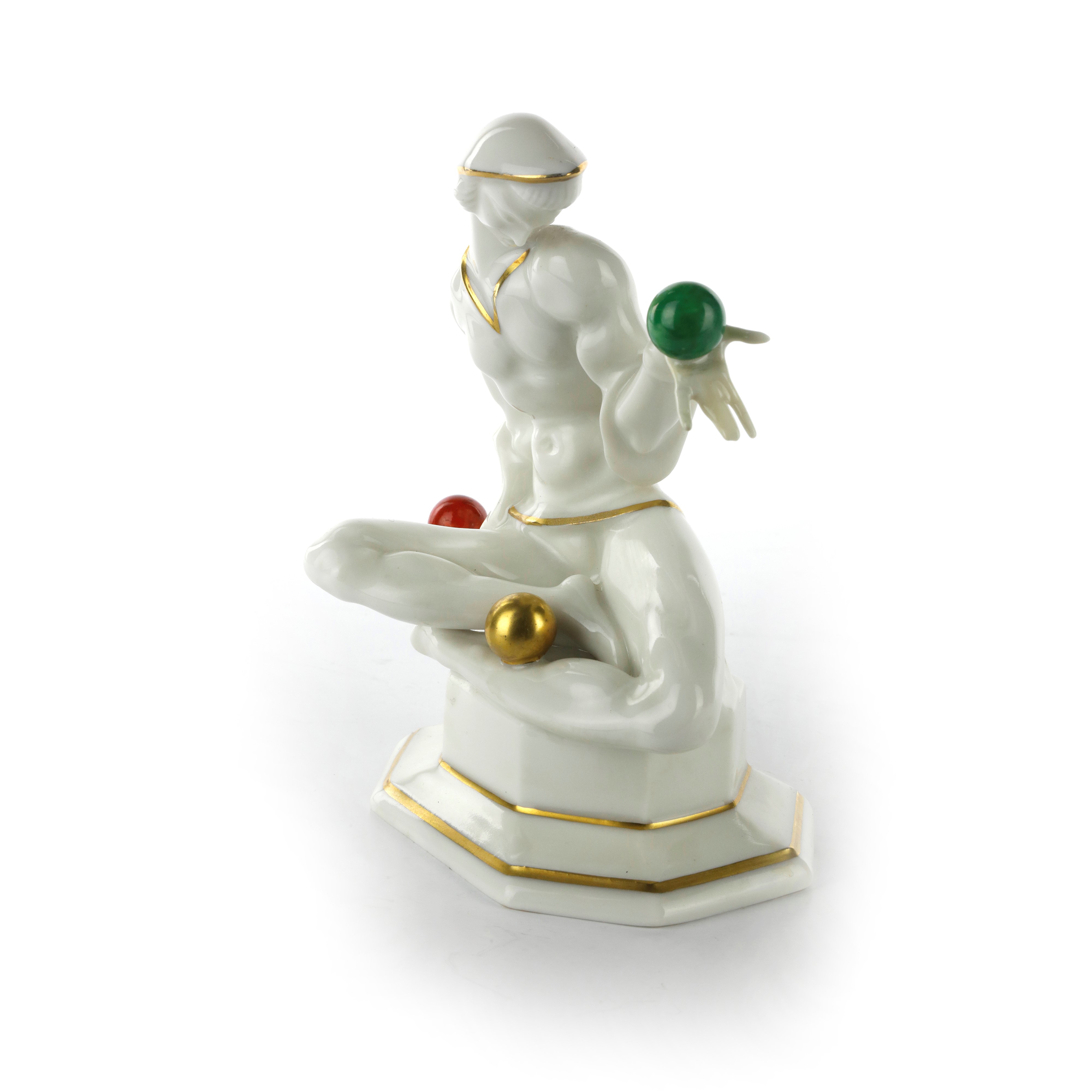 Giocoliere, Scultura in Forma in Porcellana Policroma