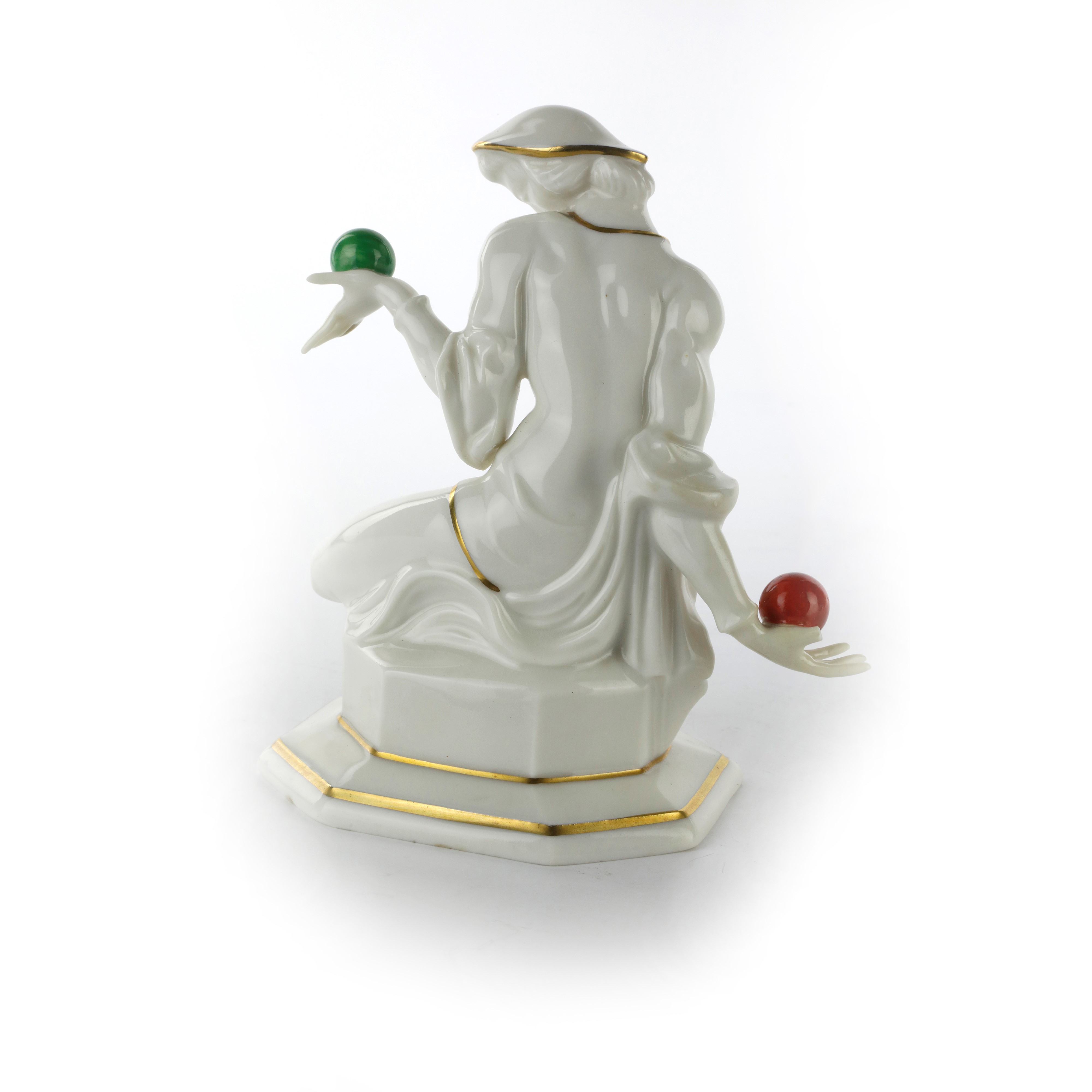 Giocoliere, Scultura in Forma in Porcellana Policroma
