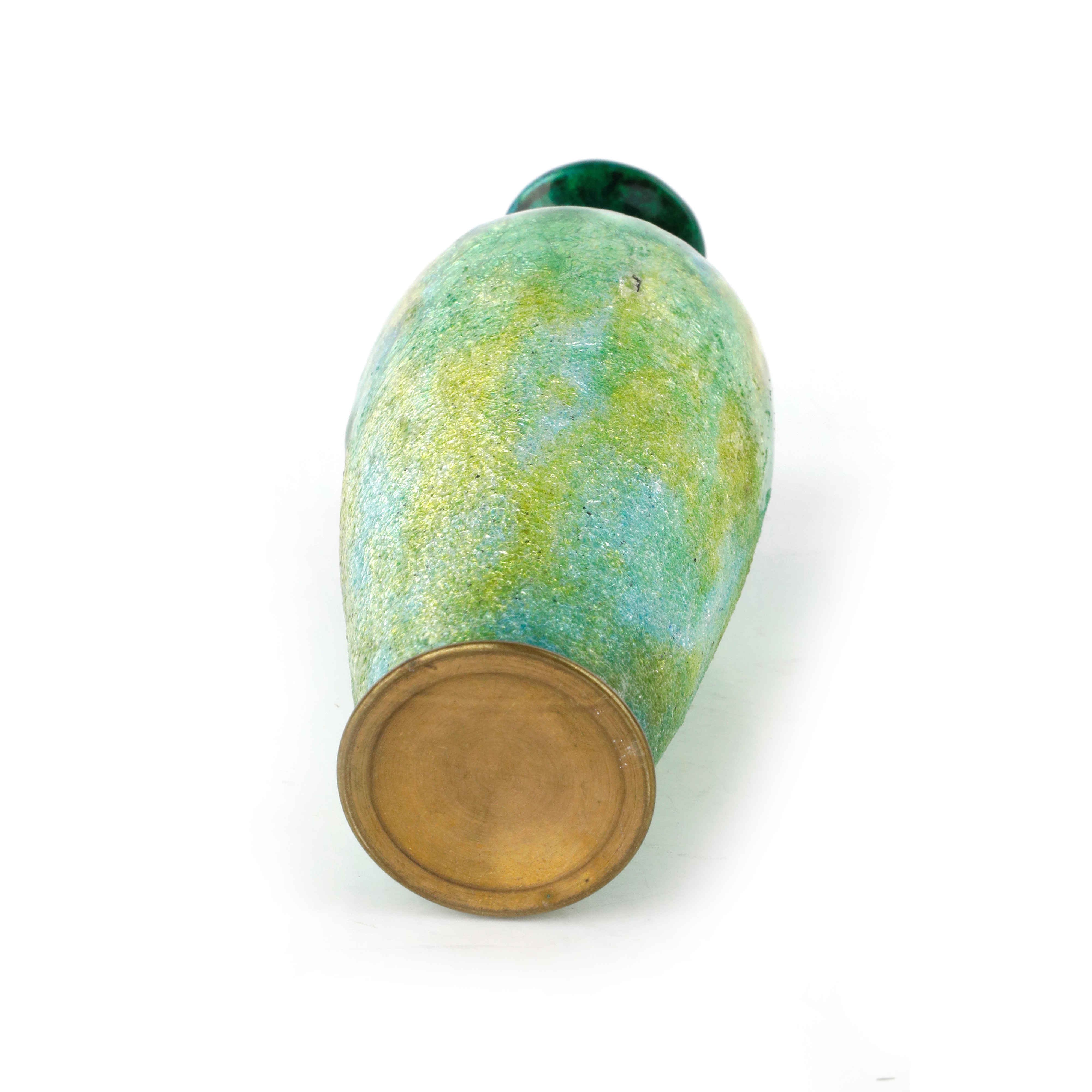 Vaso a Smalto Verde e Blue in Ottone