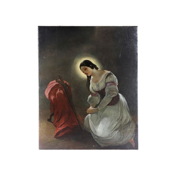 Fanciulla in preghiera  (fine XIX inizi XX secolo)  - dipinto ad olio su tela -  [..]