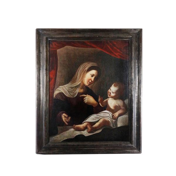 Madonna with Child  (XVIII century)  - oil painting on canvas - Auction Smart Auction: Furniture, Paintings, Sculptures and more at affordable prices - Bertolami Fine Art - Casa d'Aste