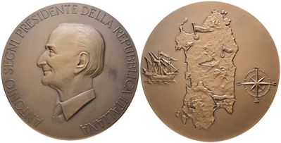 Personaggi. Medaglia "antonio Segni Presidente della Repubblica". Opus C. Merzagora. Ae 100mm. 34...