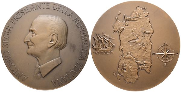 PERSONAGGI. Medaglia "Antonio Segni Presidente della Repubblica". Opus C. Merzagora. AE 100mm. 340gr. In Astuccio originale