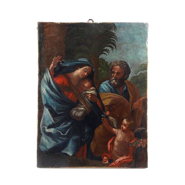 Rest during  the Flight to Egypt  ( XVIII century)  - oil painting on canvas - Auction Smart Auction: Furniture, Paintings, Sculptures and more at affordable prices - Bertolami Fine Art - Casa d'Aste