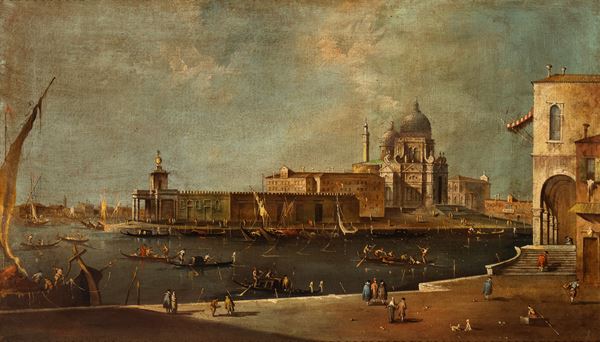 Artista veneto, XIX secolo - View of Venice with Punta della Dogana and Santa Maria delle Salute