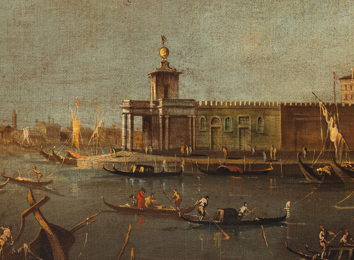 Artista Veneto, XIX Secolo - Veduta di Venezia con Punta della Dogana e Santa Maria della Salute
