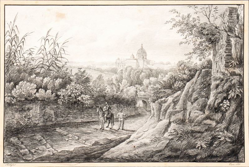 Peter Heinrich Lambert Von Hess - Veduta di San Pietro da Via Dell'arco Oscuro