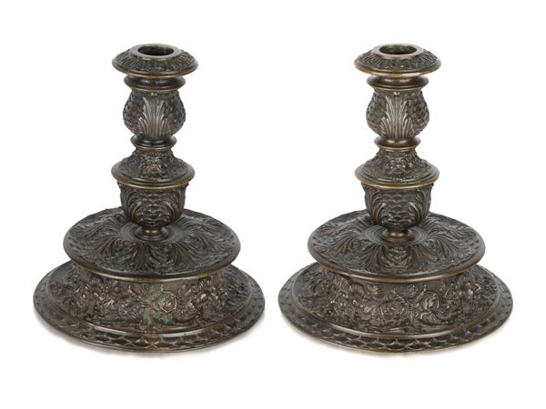 Pair of Candlesticks (Padua or Venice 16th-17th century) - Bronze, dark  bronze traslucent patina - Auction Cuprum Reloaded. Bronzetti dal Medioevo  all'800 - Bertolami Fine Art - Casa d'Aste