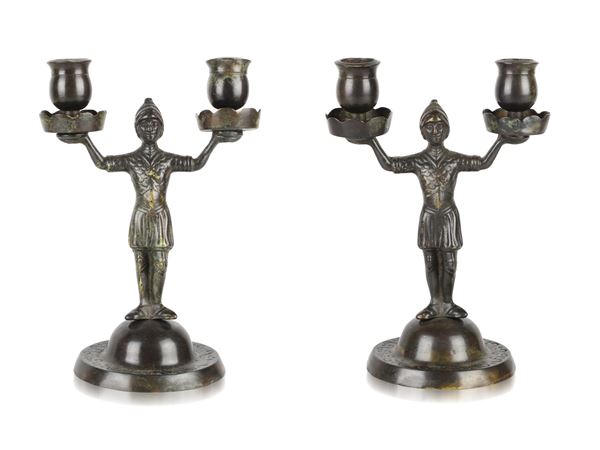 Two Knight-form Candlesticks