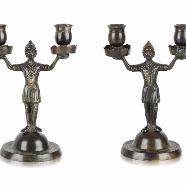 Two Knight-form Candlesticks