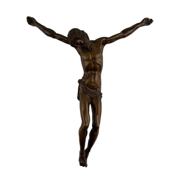 Jean de Boulogne (Giambologna) : Cristo morto  (Probabilmente XVII secolo)  - Bronzo patinato - Asta Cuprum. Reloaded. Bronzetti dal Medioevo all'800 - Bertolami Fine Art - Casa d'Aste