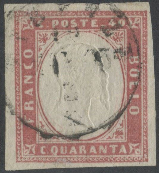 Alberto Diena, Sardegna IV emissione – 40 centesimi rosa chiaro (n. 16Ea), usato