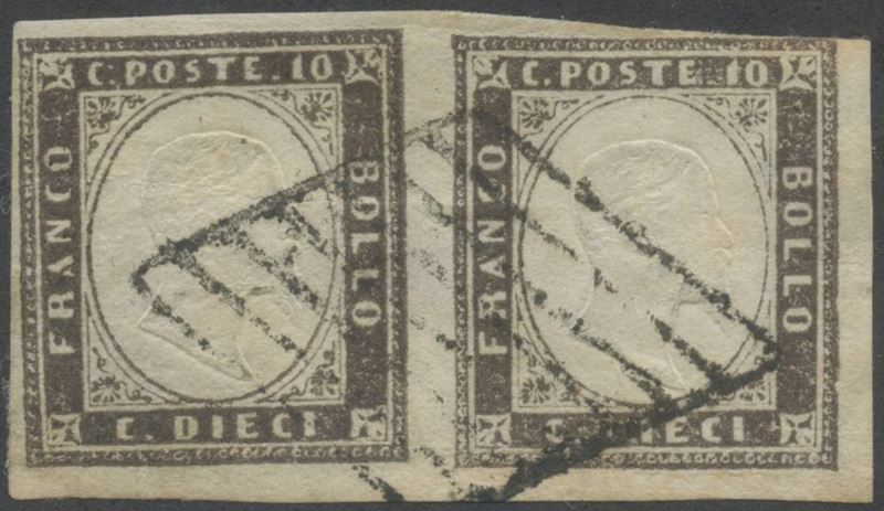 Bottacchi, Sardegna – IV emissione, 10 centesimi bruno grigiastro (in coppia)