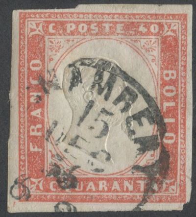 Ballabio, Diena, Sardegna — IV emissione, 40 centesimi, vermiglio tenue (n. 16) usato