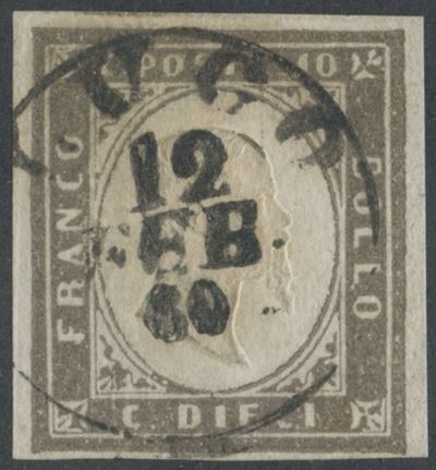 10 centesimi, Sardegna IV emissione, grigio brunastro (seppia grigiastro)
